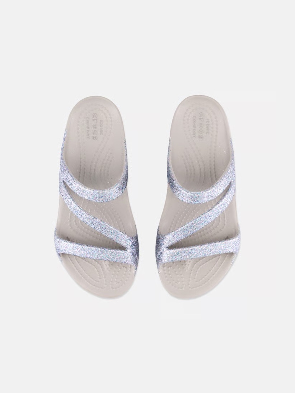 CROCS Women's Silver Glitter Sandals - Picture 2 of 6